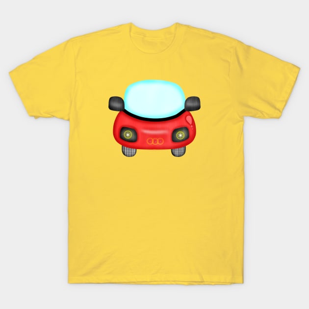 Cute red sport car. T-Shirt by Onanong art design shop.